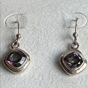Sterling Silver Faceted Mystic Topaz Dangle Earrings